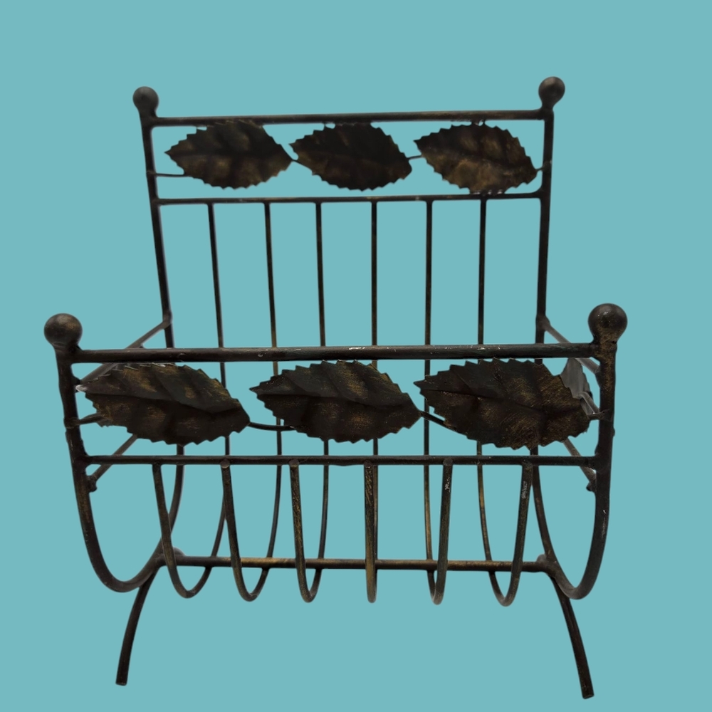 Vintage Metal Napkin Mail Holder with Leaf Design